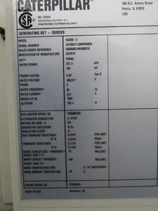 200 KW Caterpillar #XQ200, standby, sound attenuated enclosure, 480 Volts, rental style generator, 2017