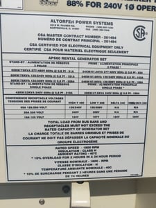 60 KW Altorfer Altorfer Power Systems #APS60, standby, sound attenuated enclosure, rental style unit