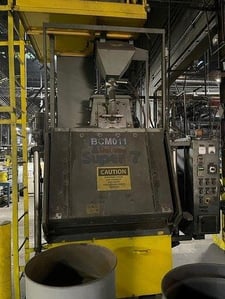 7 cu.ft. Delong #Super-7, rubber belt tumblast, 20 HP direct drive blast wheel, 2012