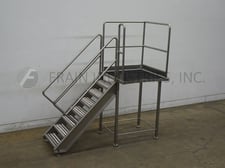 7 Step Stainless Steel mezzanie equipped with 37" wide x 37" long standing platform set 56" off the ground