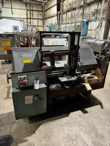 10" x 17" W.F. Wells #W-10-1, horizontal bandsaw, 64" roller infeed table, 60-425 FPM, S/N 92175,1992