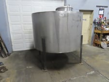 900 gallon Stainless Steel vertical tank with cone bottom, 75.5" dia. x 48" straight wall