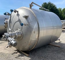 2500 gallon Mueller #F, Stainless Steel Tanks/Vessels, 8' diameter x 8' L tank, 2 HP, 230/460 V, 30 psi @ 160