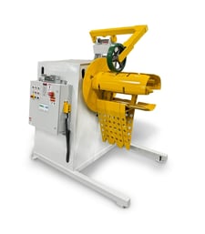 10000 lb. CHS #R100-36-DR, motorized coil reel uncoiler, 36" width, 72" outside dimensions, 17.5"-22.5" ID