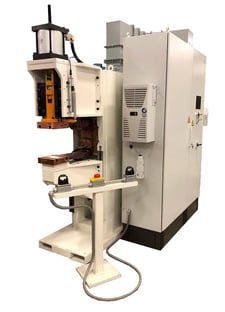 T.J. Snow capacitor discharge projection welder, 12 kJ, 18" throat, 8" x8" platen, 440/460/480 V., new