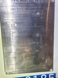 2000 kVA, 13200 DELTA Primary, 480/277 WYE Secondary, VTC Dry Type
