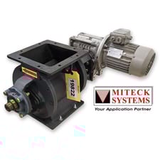 8" x 8" Miteck Systems, Rotary Airlock Valve, 12.75" H valve line, 28 RPM max, 1 HP gearmotor, mild steel