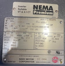 200 HP 1200 RPM U.S. Motors, Frame 447T, Drip-Proof Ball Bearing, 460 Volts, new surplus, (2 available)