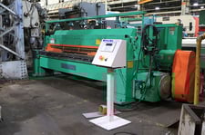 1/4" x 10' Wysong #1025, shear, 16 holddown, 55 SPM, 36" front operated power back gauge, squaring arm, 2