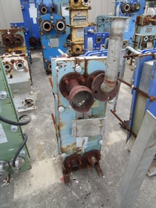 93 sq.ft., Alfa-Laval, plate heat exchanger, (58) 316 Stainless Steel plates, 4.64 gallon capacity, type