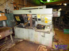 14" x 14" Hyd-Mech #H-14, horizontal band saw, 15' 4" x 1-1/4" blade, hydraulic clamping, 1999, #65212