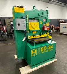 6" x 6" x 1/2" Uni-Hydro #Pro-80-24 hydraulic ironworker, 80 ton, 9" throat, new in stock