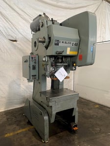 60 Ton, Bliss #C-60, OBI Press, 4" stroke, 14-1/4" Shut Height, 3" adj., 32" x21" bed, S/N H-64987,1972