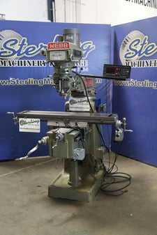 Webb #3VK, heavy dutty vertical mill, 10" x50" table, X-Axis power feed, digital read out
