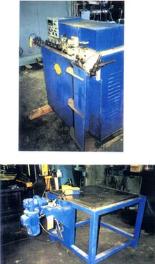 Atlas, wire ring coiler, 36" ring diameter, 3/16" wire diameter, 100 FPM, 12 roll 2 plane straightener, 1985