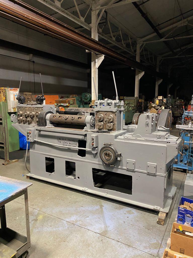 5/8" Lewis #10-F, wire straightening & cutoff machine, 12' cutoff length, 90-165 FPM