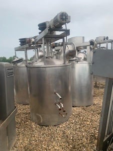 400 gallon Lee #250U, Stainless Steel jacketed mix tank, 48" dia. x 55" straight side, 100 psi