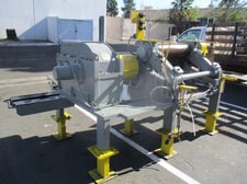 10" x 24" Stewart, 2-roll inclinded rubber calender/2-roll mill