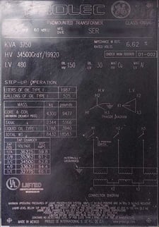 3750 kVA, 34500/19920 GRDY Primary, 480 DELTA Secondary, GE PROLEC, RADIAL FEED, DEAD FRONT Pad-Mount