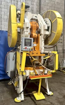 75 Ton, Bliss #23M, single crank OBI press, 4" stroke, 14" Shut Height, 16" x10"ram, 24" x32"bed, 45-900 SPM