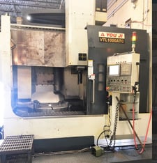 Youji #VTL-1000ATC, CNC vertical boring mill, Fanuc 0iTD, 39.37" table, 53.14" swing, 4-jaw 39.37" chuck, 2012