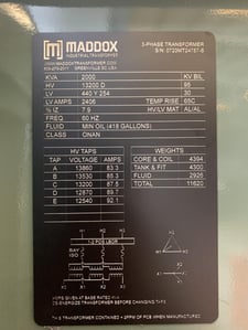 2000 KVA 13200 Delta Primary, 440Y/254 Secondary, 3 phase, Padmount Transformer, Ready To Ship