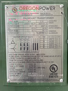 2000 KVA 23500 Delta Primary, 400Y/231 Secondary, 3 phase, Padmount Transformer