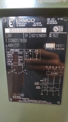 300 KVA 33260GY/19200 Primary, 480Y/277 Secondary, 3 phase, Padmount Transformer