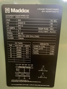 300 KVA 24940 Delta Primary, 240 Delta Secondary, 3 phase, Padmount Transformer, Ready To Ship