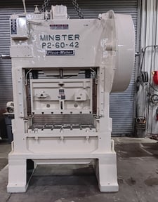 60 Ton, Minster #P2-60-42, Cieco PPC1000R press Control, 3" stroke, 13.5" Shut Height, 15 HP, 80-240 SPM