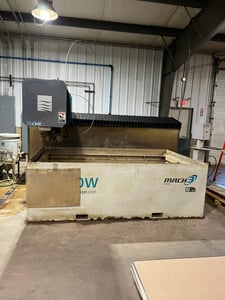 Flow #Mach-3-2513B, waterjet cutters, 5.2" x 9.6" table, 60000 psi, 50 HP, abrasive hopper, 2014