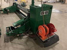 S & S, corrugating line with track mounted roll stand, 87" width, 1978