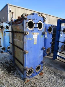 1957 sq.ft., Alfa-Laval, T20-MFG, vertical plate exchanger, Carbon Steel frame, Alloy plates, 150 psi