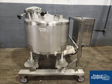 79 gallon Portable Mix Tank, Stainless Steel, 34" diameter x 20" straight side, cone top & bottom, 12" top