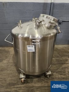 94 gallon Portable Tank, Stainless Steel, approximately 28" diameter x 30" straight side, dish top and bottom