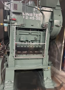45 Ton, Minster #P2-45, 2-1/2" stroke, 13.5" Shut Height, 3" slide adjustment, 36" x25" bed, 0-400 SPM