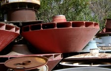 Wastewater Aeration Agitator, 8' diameter x 3' tall unit, 7" diameter Shaft, 100-125 HP, 48 RPM