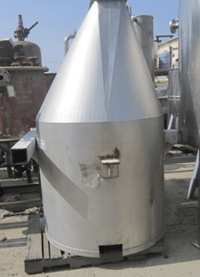 400 gallon Food Pro Equip Co, Tank, Stainless Steel, 50 cu.ft., 4' diameter x 3' 8" straight side, 60 deg.