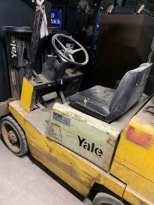 6000 lb. Yale #GLC060RCJUAV059, Propane Forklift, solid tires, 5° back tilt, 1250 Hours