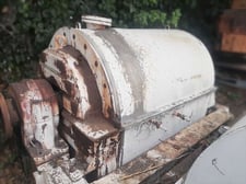 40" x 60" Bird #SA-57, Decanter Centrifuge, solid bowl, 15/3 degree contour, 6" single lead conveyor, 125 HP