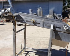 20" wide x 5.5' long, Stainless Steel Dewatering Belt Conveyor, 44" infeed, 50" discharge, 16" x 20" x 20"