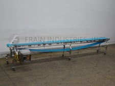 12" wide x 19.4' long, FEMC, Stainless Steel conveyor, 38" infeed / discharge height and 1-1/2 HP drive with