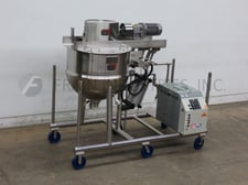 Lee #100D9MT, 316 Stainless Steel skid mounted jacketed kettle with hot water circulation, 90 psi, 36" dia. x