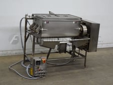 7 cu.ft. Amfec #510, 304 Stainless Steel dual paddle mixer, tilt to dump operation, 5 HP, mounted on 4