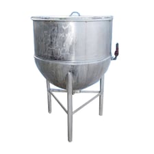 80 gallon Groen #F80, steam jacketed kettle, 32" ID, 2-piece removable flip-top lid