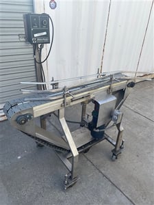 7" wide x 4.5' long, Stainless Steel Portable Belt Conveyor, 1/2 HP, 1750 RPM, 90 V