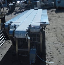 7.75" wide x 11'/10.67' long, Pacific Conveyor, Plastic Mesh Belt Triple Conveyor System, (1) 11' L & (2) 10'