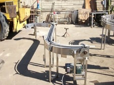 8" wide x 16' long, Pacific Conveyor, Conveyor, Stainless Steel frame, (2) 90 deg. Turns, 7' 4" L straight