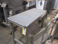18" wide x 4' long, Stainless Steel Frame Roller Conveyor, 1" diameter Plastic covered rollers