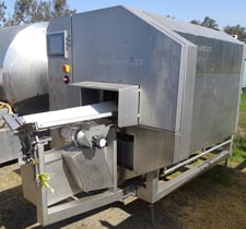 Scanvaegt #B-55, Portion Cutter, dual lane cutter, 10" width x 127" L conveyor, 600 cuts/min.